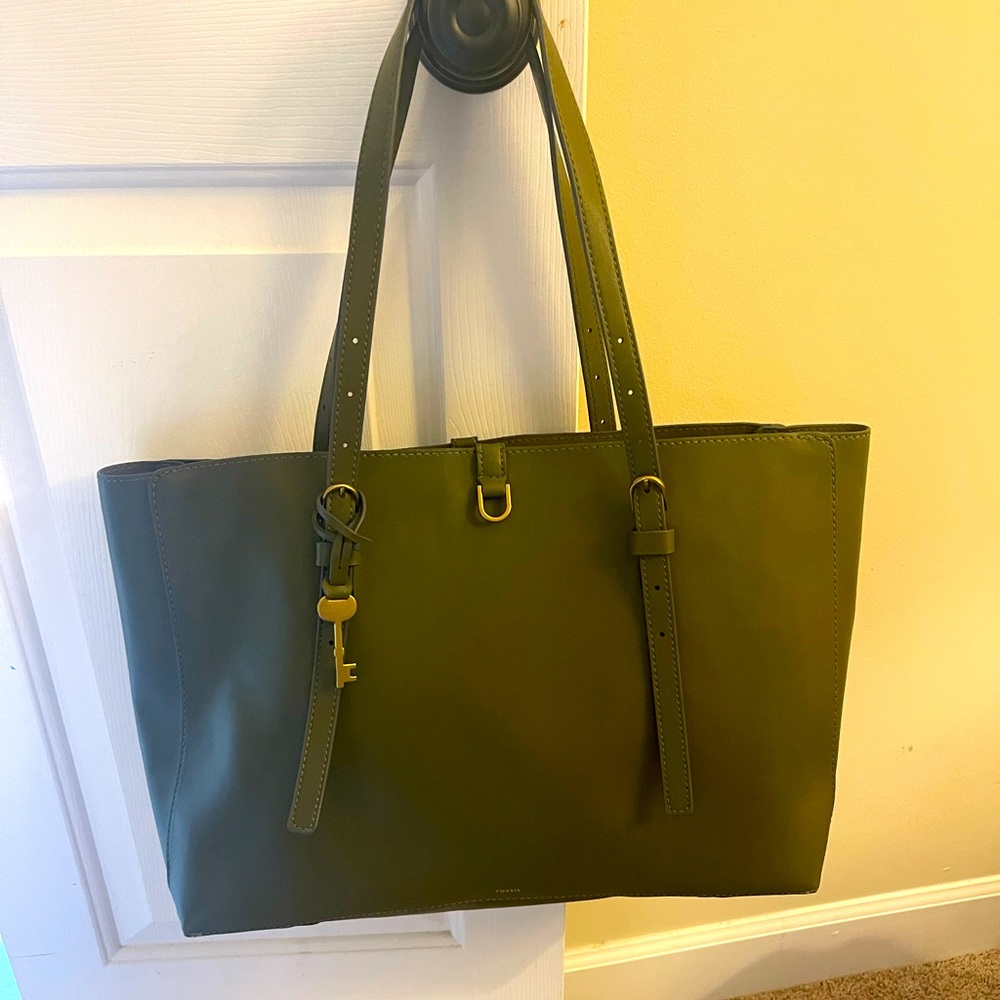 Fossil Kier Cactus Leather Green Tote